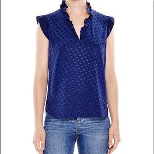 Sandro Poppy Dot Print Ruffle Top